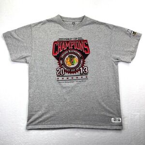 NHL Chicago‎ Blackhawks 2013 Stanley Cup Champions Gray T-Shirt Mens XL